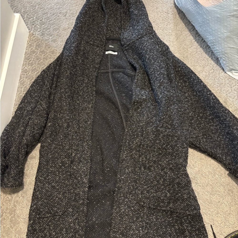 Cozy Black Hooded Cardigan